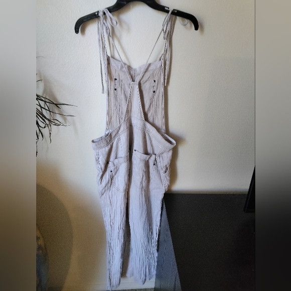 Free People Women's Natural Sights Overalls Linen Blend Size Small - Picture 6 of 12